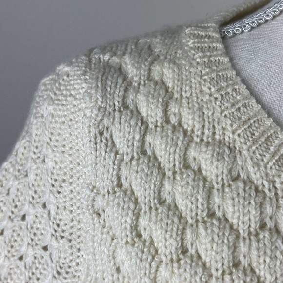 Field Flower Anthropologie Cream Honeycomb Knit Crewneck Sweater S Popcorn - Picture 4 of 12